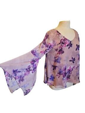 Purple Floral Fairy Sleeve Top, medium, Jennifer Lopez